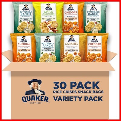 Quaker Rice Crisps, Gluten Free, 4 Flavor Sweet And Savory Variety Mix, Single
