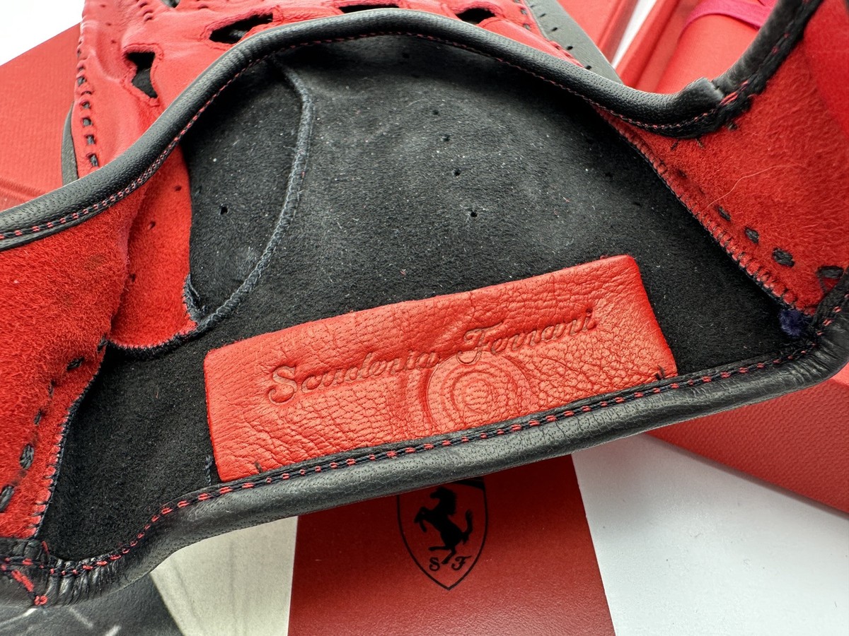 Ferrari 手袋 Sサイズ Scuderia Ferrari Men's Black & Red Leather Driving Gloves sz