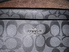 Coach Crossbody Classic Signatured Pebbled Black  Gray Purse