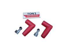 Pair Spark Plug Boots Terminals 7-8mm Wire Red Silicone 90 Degree Right Angle