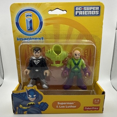 Imaginext DC Super Friends Superman Black Silver Krypton Suit + Lex Luthor  NEW