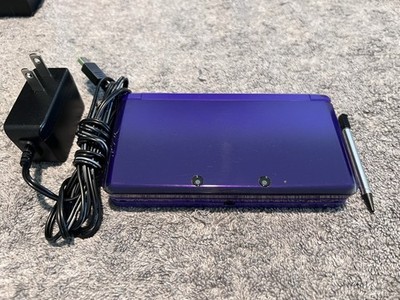 Nintendo 3DS Midnight Purple Handheld Console System Tested w/ Charger Stylus
