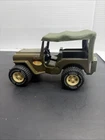 1960's-70's Mini Tonka Pressed Steel Army Military Jeep w/ Removable Canopy 7"
