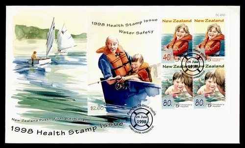 DR WHO 1998 NEW ZEALAND FDC HEALTH STAMP SEMI POST CHILD S/S M72248