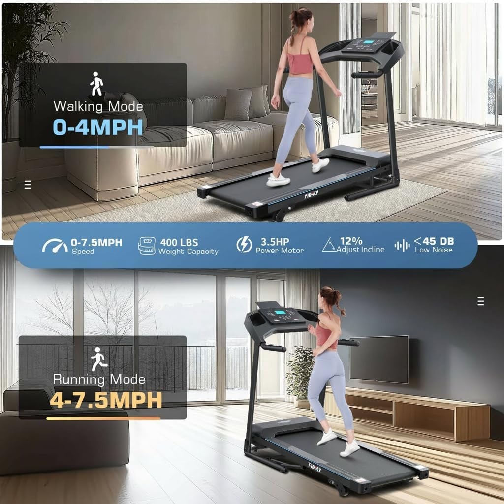 12% Incline Treadmill 3.5HP Heavy Duty Running&Walking Treadmill for Home&Gym~~
