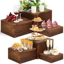 6 Pack Wooden Risers Display Stands Rustic Wood Cake Cupcake Stands Party