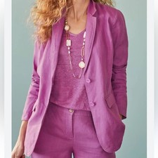 J. Jill Love Linen Blazer Wild Orchid Purple 100 Linen Size Small