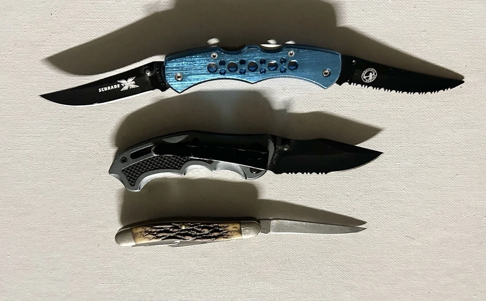 3 Schrade + США 897UH, SCH210S, SCHDLB X-Timer двойной замок складной нож - Изображение 4 из 4