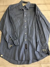 Tommy Hilfiger Dress Shirt Mens 16 32/33 Blue Stripe Regular Fit Button Down