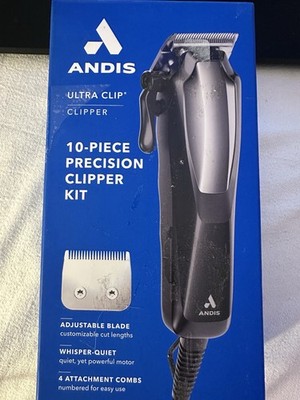 Andis Ultra Clip - Home Hair Cutting Kit, 10 Pieces, Black MODEL PM-10