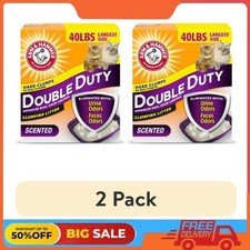2 pack ARM  HAMMER Double Duty, Odor Control Clumping Cat Litter, Scented, 40lb