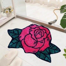 Flower Bathroom Mat Non Slip Rose Bath Rug Extra Absorbent and Soft Microfibe...