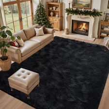5x7 Black Area Rugs for Living Room, Large Fluffy Shag Bedroom Rugs Non-Slip,...