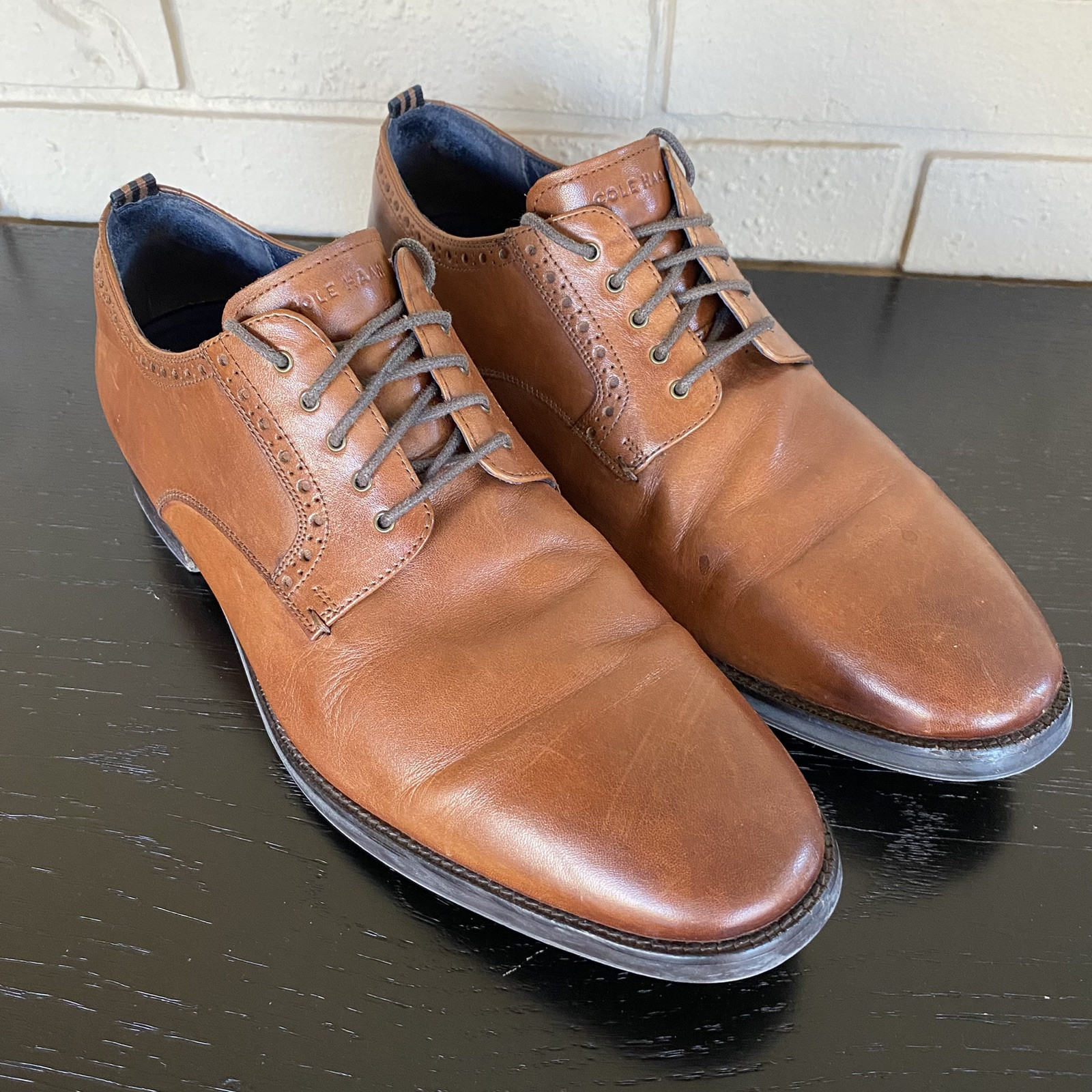 SAOLA Scarpa elegante Oxford Cole Haan uomo biancospino punta liscia marrone taglia 10M