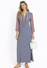 💥J. CREW Sammie Jersey Knit Tie Front Coastal Nautical  Maxi Dress Sz XS💛