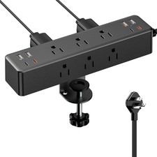 Desk Clamp Power Strip 10FT 9 AC 8 USB PD Fast Charging Mountable Organizer