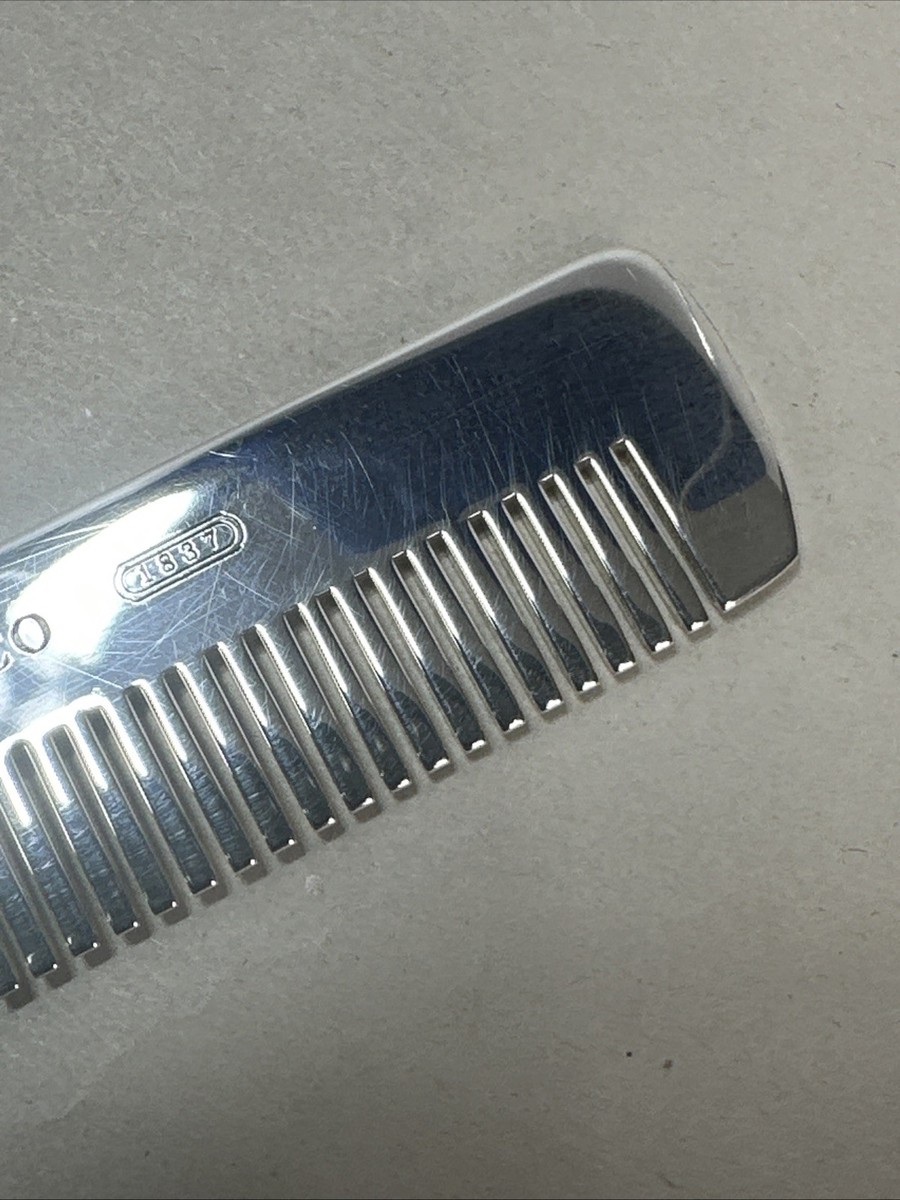 Tiffany & Co. Sterling Silver 1837 Baby Comb with Blue