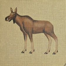 LIZ GOODRICK DILLON HAND PAINTED NEEDLEPOINT CANVAS: MOOSE GG