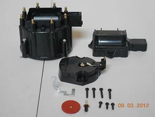 New HEI Distributor Cap, Coil Cover & Rotor Kit BLACK GM-CHEVY-PONTIAC-OLDS-FORD
