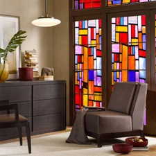 Window Privacy Films Stained Glass Static Cling Stickers Church Window Decor