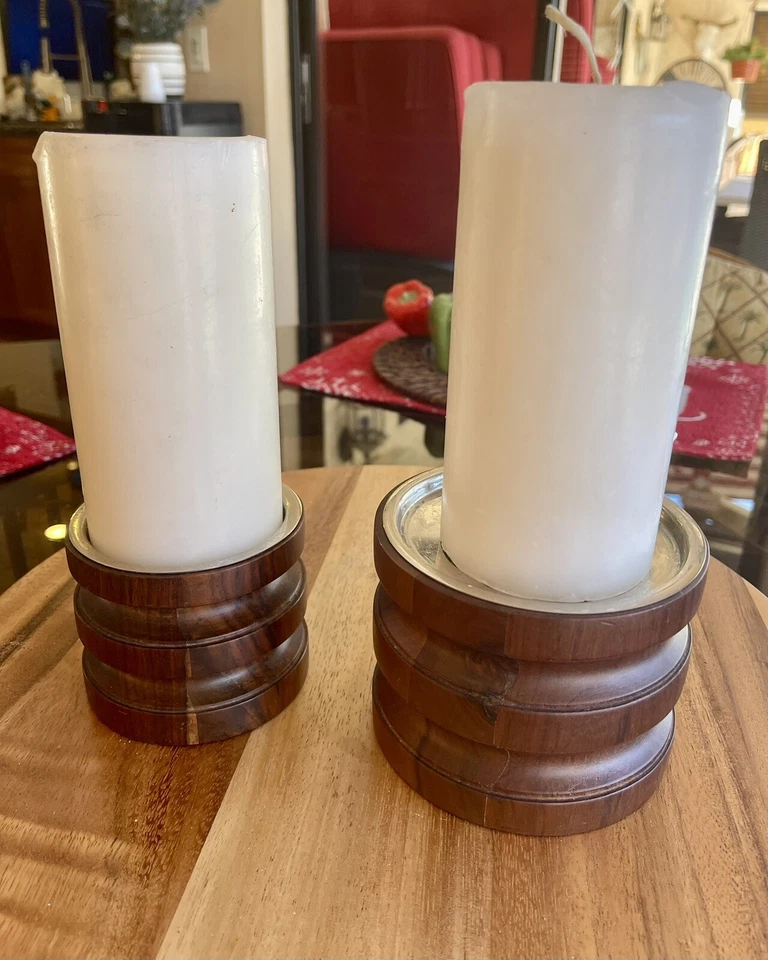 Juego de 2 candelabros de madera TOMMY BAHAMA pilares calidad maciza Foto 2 de 4