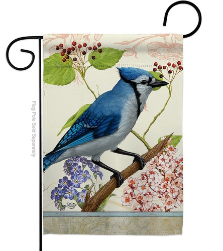 Bandera de jardín floral Blue Jay amigos pájaros regalo decorativo patio casa pancarta - Imagen 2 de 13