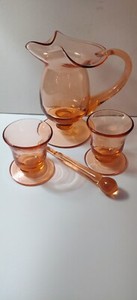 Pink Vintage Glass Cordial Set