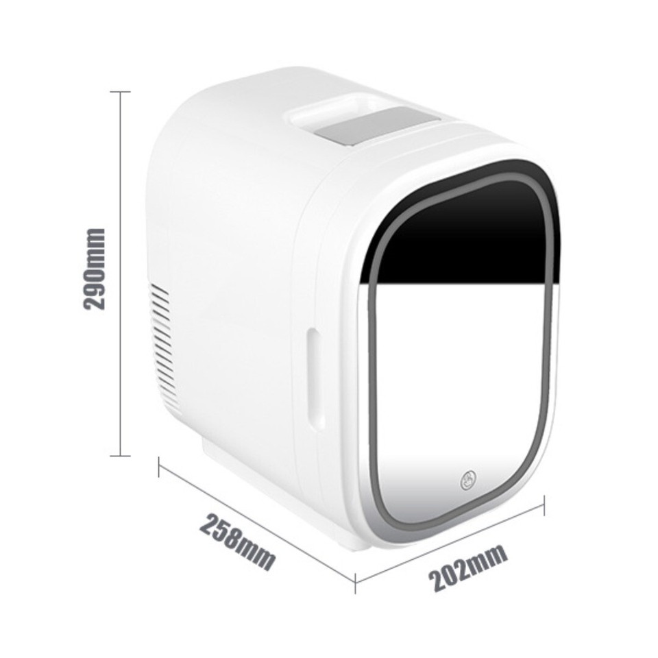 Mini Chiller Personal LED Lighted Fridge Door Mirror Refrigerator White