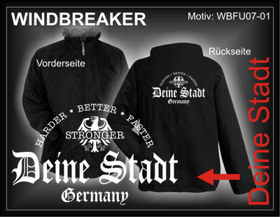 Windbreaker, Stadionjacke - Wunschtext Stadt oder Namen - S-XXL (WBFU07-01)