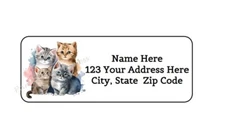 30 WATERCOLOR KITTENS CATS PERSONALIZED RETURN ADDRESS LABELS 1 in X 2.625 in