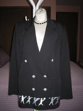 Majestic Paris Women's Black Wool Gabardine Embroidered Jacket Size L