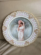 LIMOGES HAVILAND H&Co MILLAR & PECK Scranton PA HANDPAINTED LADY PLATE E FURLAUD