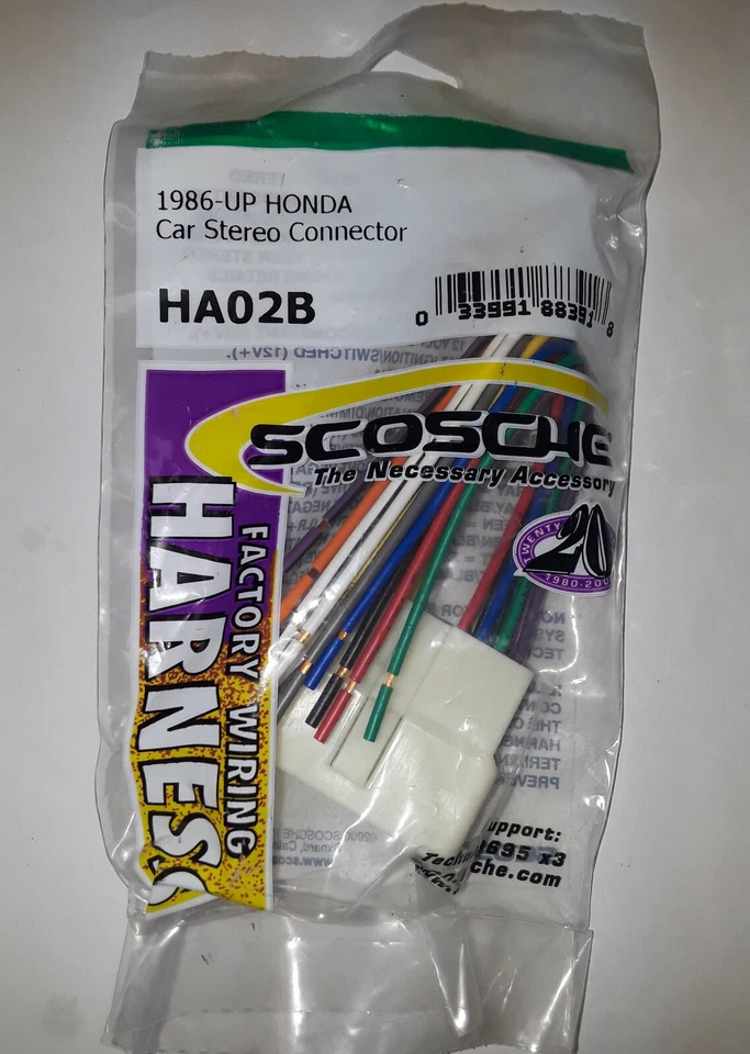Scosche HA02B | Factory Wiring Harness | 1986-Up Honda (Brand New!) - Image 2 of 3