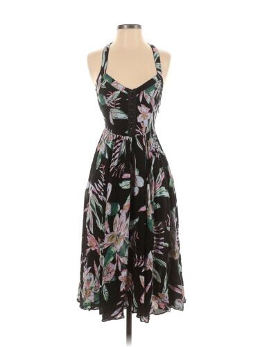 Kimchi Blue 8 Black Floral Bermuda Nights Corset Fit & Flare Midi Dress NEW - Picture 6 of 20
