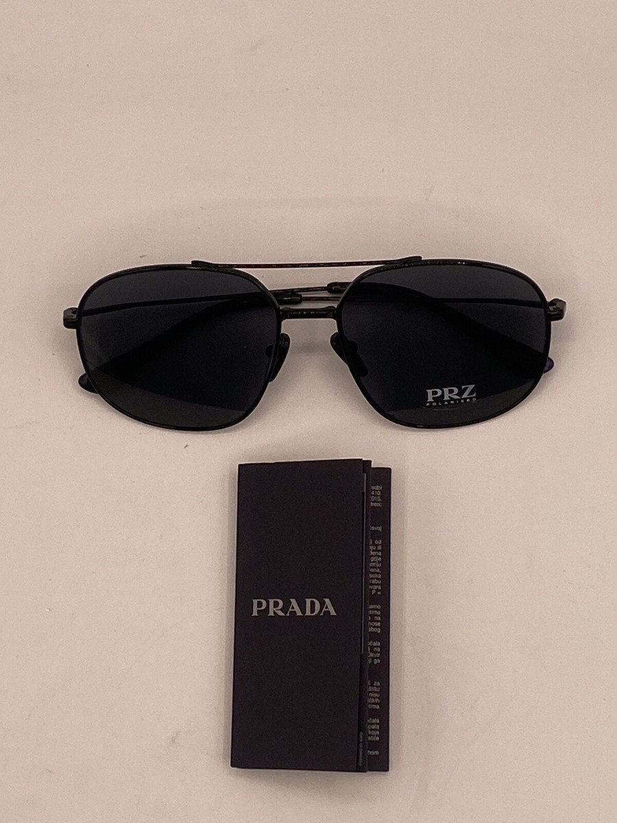 Prada Polarized SPR51Y 1AB5Z1 Black Aviator Men display picture 2