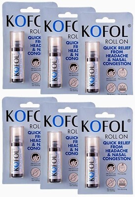 Charak Kofol Roll On  For Headache & Nasal Congestion | Cold & Cough - Pack of 6