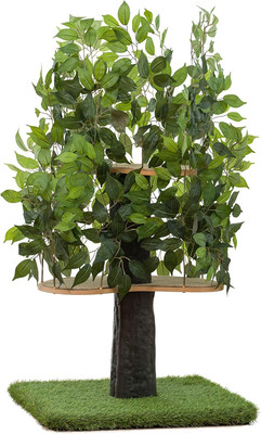 4Ft Cat Tree with Leaves Made in USA, Cat House & Cat Activity Tree, Two-Level C