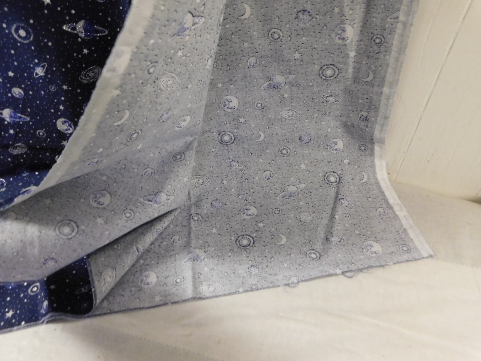 Outer Space Solar Navy Sparkle Planets Fabric Panel for Quilting/ Sewing & Craft