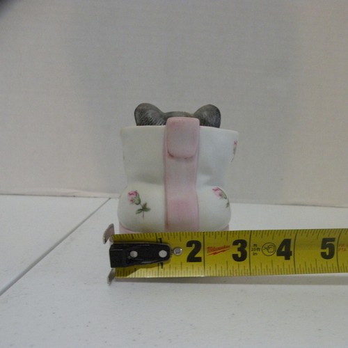 Caja de música giratoria vintage Mann cerámica zapato gatito rosebuds Japón 1982 - Imagen 12 de 16