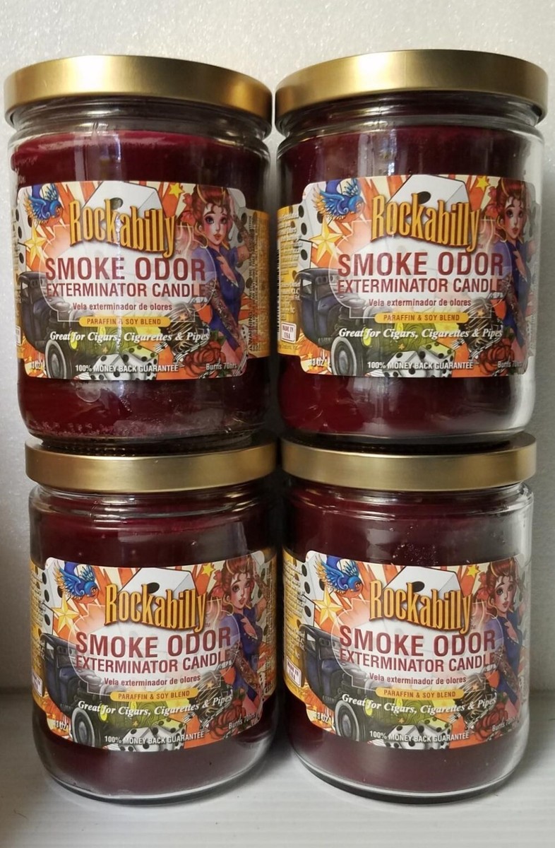 Smoke Odor Exterminator 13 oz Jar Candle, Rockabilly Set of Four Candles