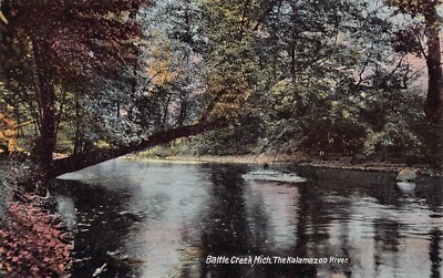 Battle Creek Michigan ~ Der Kalamazoo Fluss ~ 1910s Postkarte