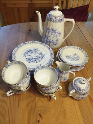 China Blau Bavaria mit Budda, Kronester - 6 tlg.Kaffeeservice - , ca. 1940-1959