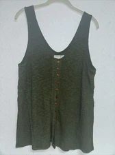 Cleo + Wolf Women's Olive Relaxed Button Front Slub Tank CLSP22K5-OLV H27”xW22”