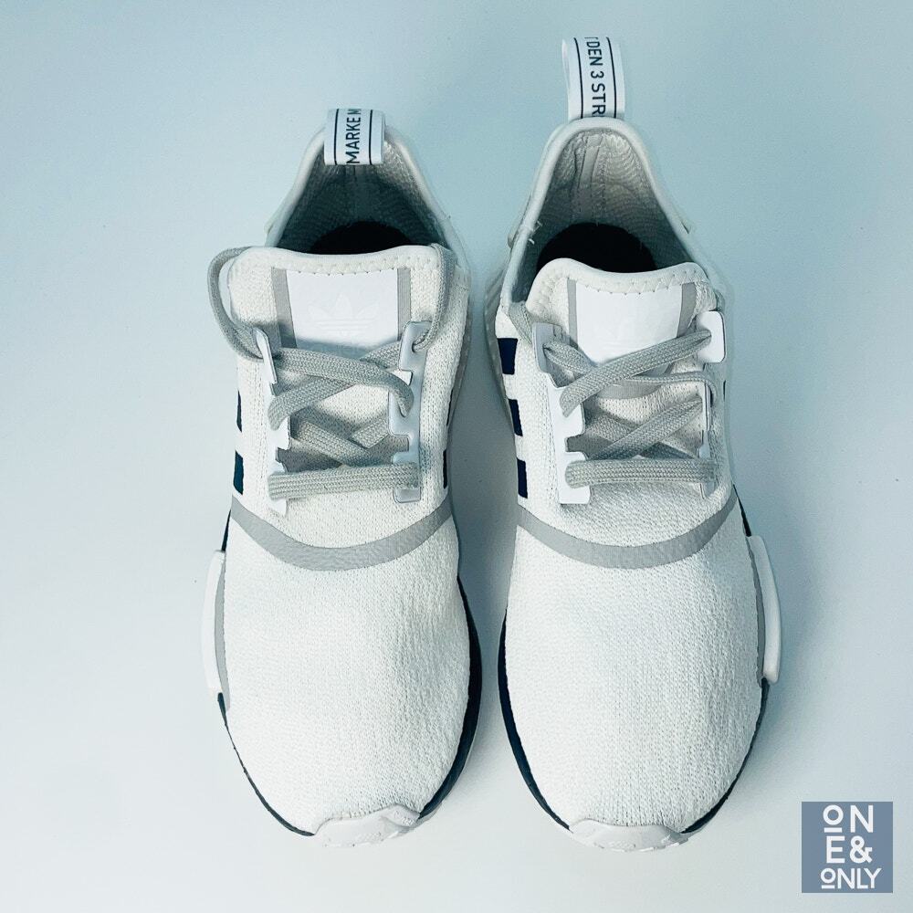 ADIDAS NMD R1 White Navy Gray Athletic Running Shoes [G55576 