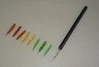 8 Old twisted color art glass calligraphy ink dip pen nibs + pen with glass nib