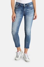 MOUSSY VINTAGE Lancaster Distressed Skinny Ankle Jeans in Blue 28 360