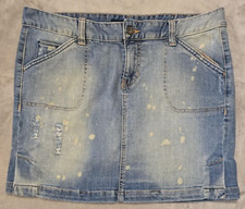 VTG Calvin Klein Mini Skirt Women's 12 Bleach Splatter Denim Lightly Distressed