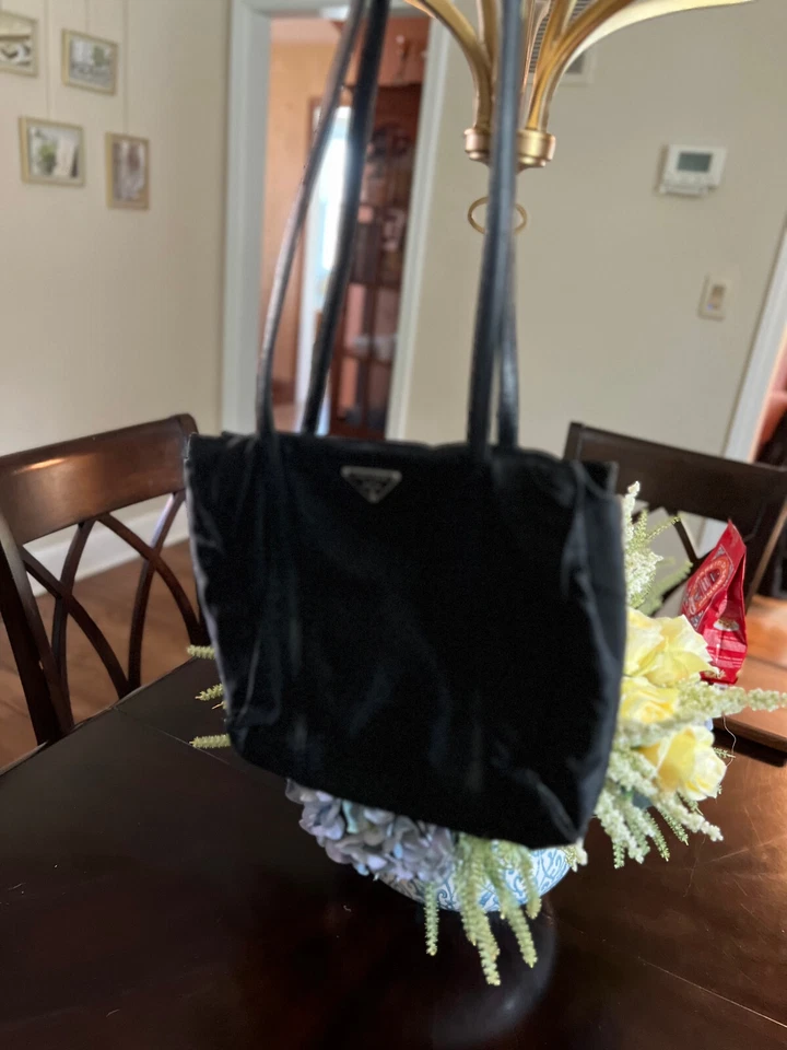 Vintage Prada Shoulder Bag, black on black, medium well loved. - Image 4 of 4