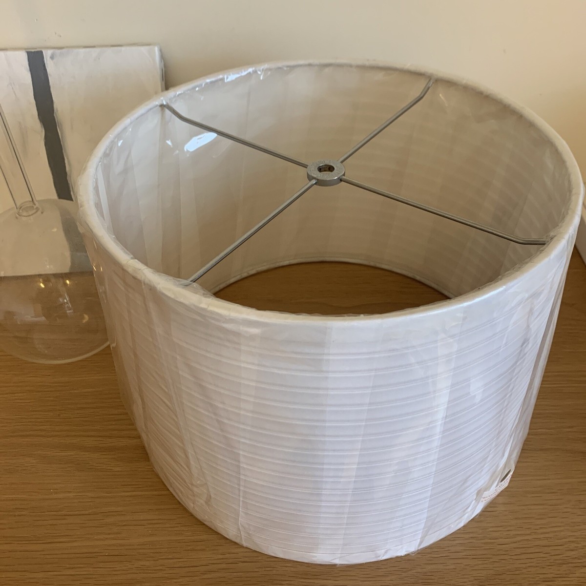 Tanner Kenzie Drum Barrel Lamp Shade White Fabric 13.25D x