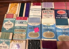 Vtg Sewing Notions Lot/53 Bias Tape Seam Binding Hem Facing Piping Rick Rack